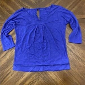 Loft‎ Blue Knit Top Small keyhole back
